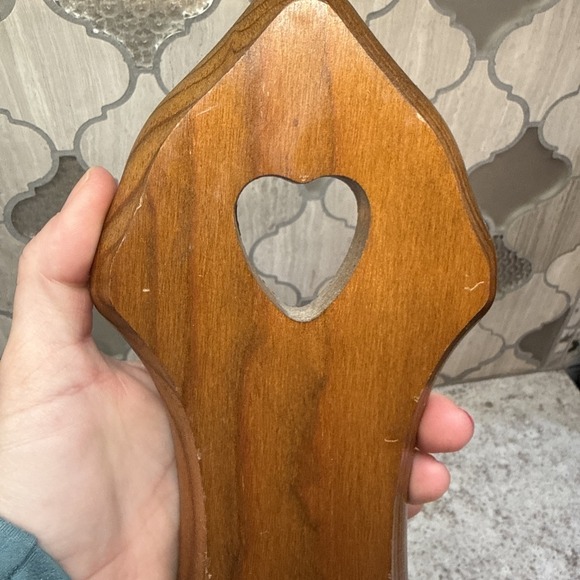 Vintage Heart Wooden Wall Hanging Sconce Candle Holder Cottage Core 15"x 5" - Picture 5 of 5
